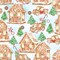 3 Wishes Christmas Gingerneering Gingerbread Village 100% Cotton By the yard